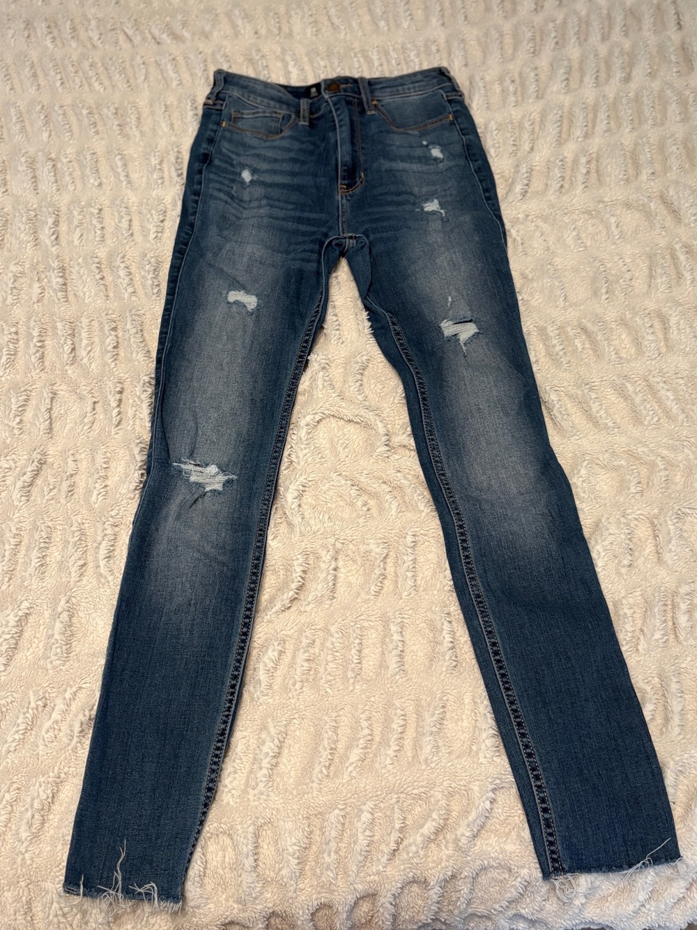 Hollister Medium-Dark Blue Distressed Skinny Jeans